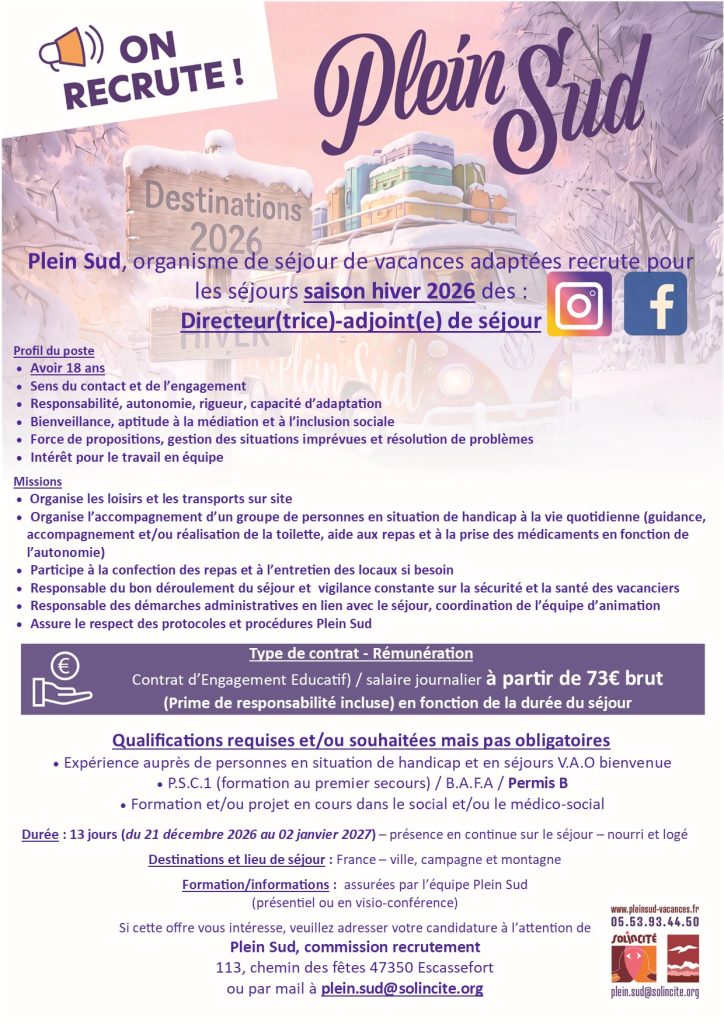 Directeur-ajoint de séjour hiver 2026